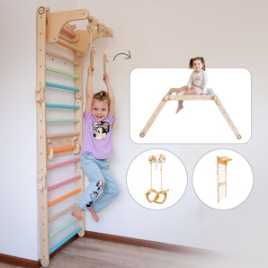 Swedish Wall with Gymnastic Rings for Kids
